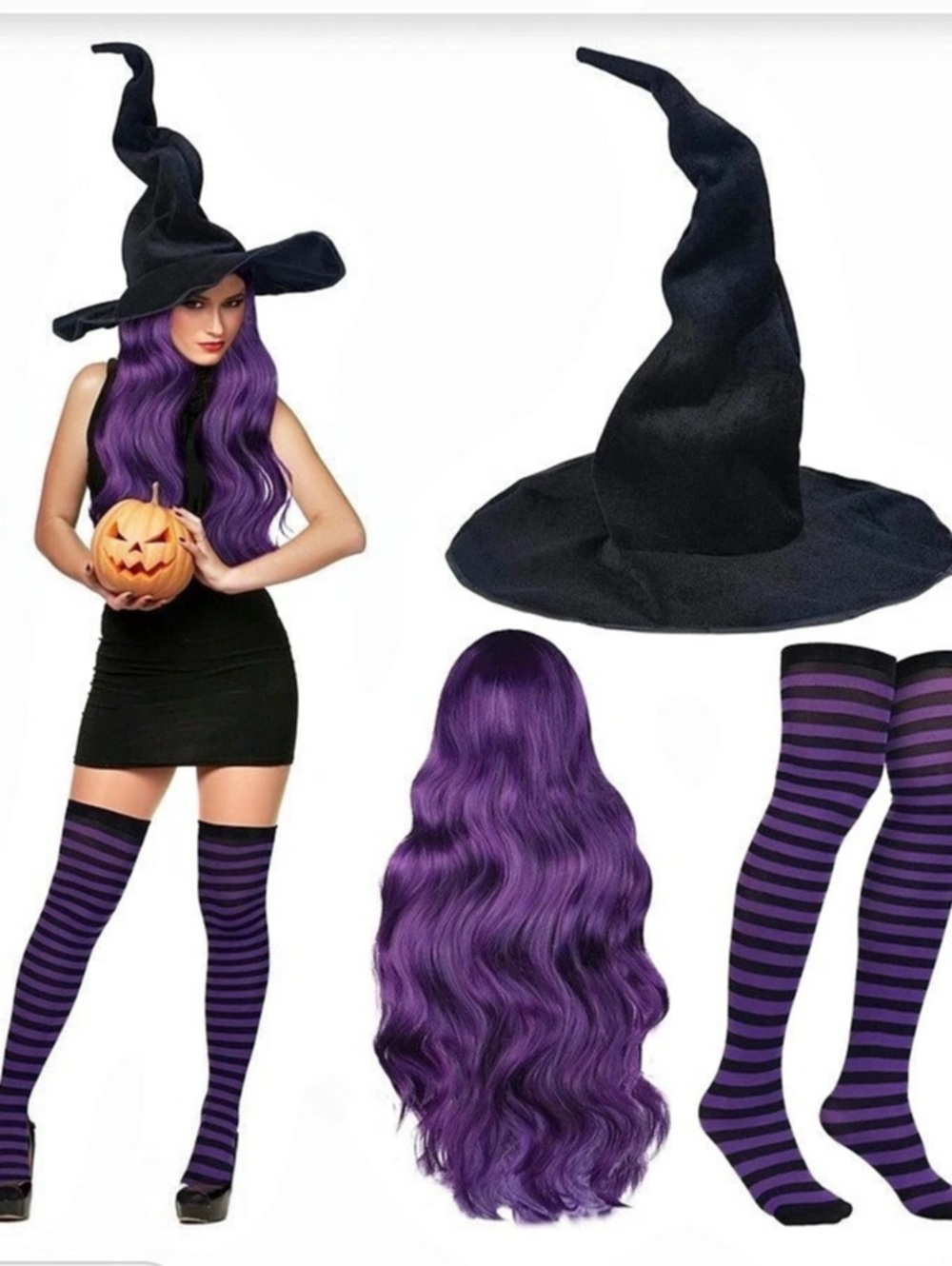 Witch Costume Set in Black & Purple